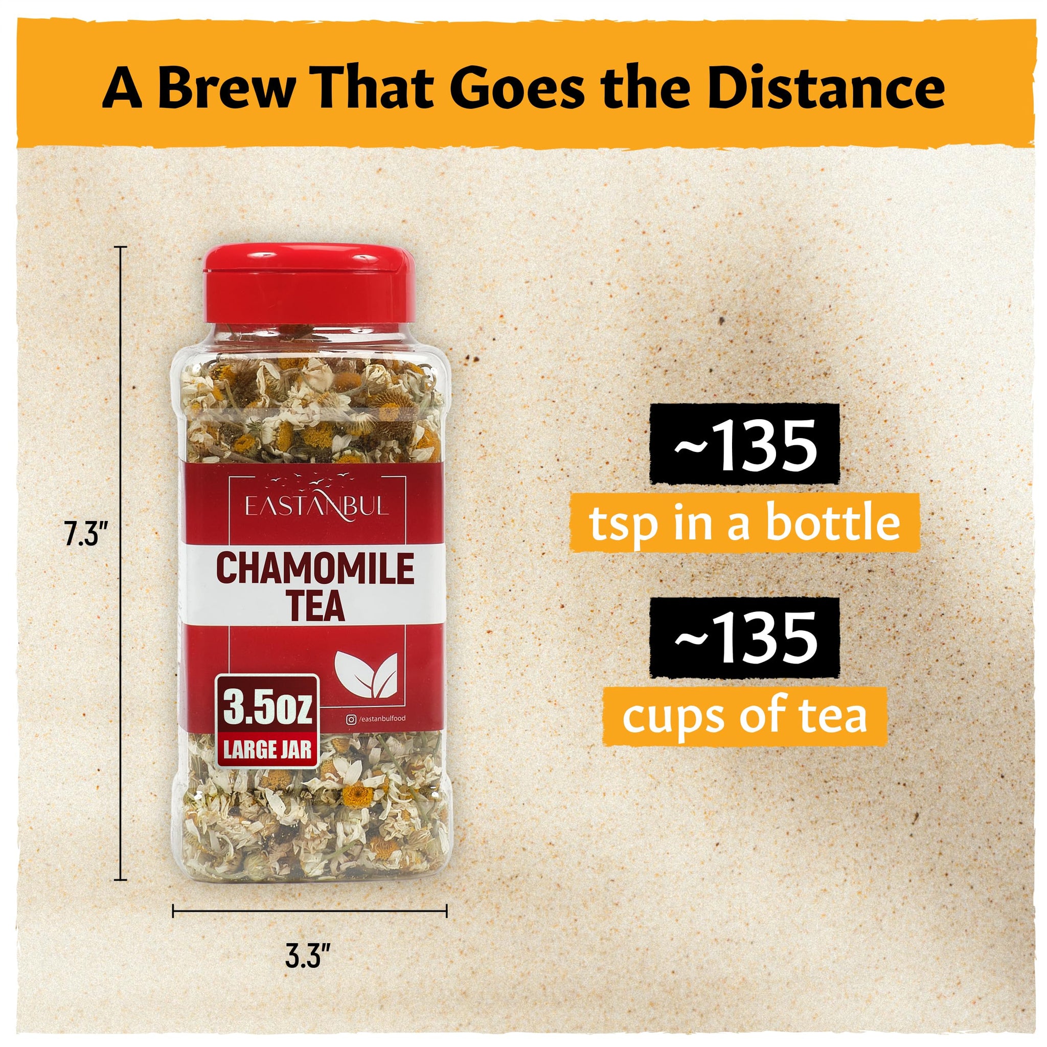 Eastanbul Chamomile Flowers Loose Dried, 3.5oz, Dried Chamomile Tea Loose Leaf, Flor de Manzanilla, Caffeine-Free Camomile Tea, Camomille Herb, Full