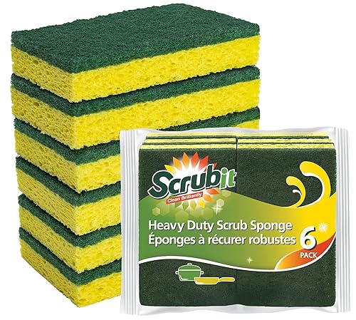 SCRUBIT Heavy Duty Scrub Sponge - Made from Tough Cellulose - Eco Friendly - Lasts for Months of Heavy Duty Kitchen Cleaning (12 Pack)