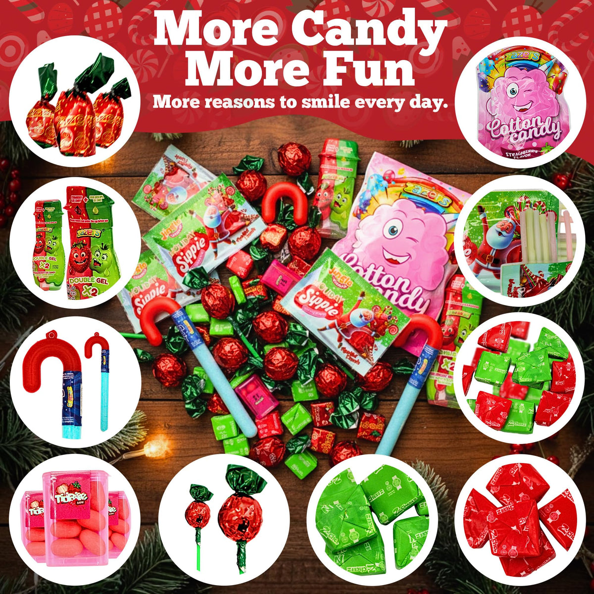 Bulk Candy Variety Pack - Christmas Gift Box - Over 2 Pounds of Festive Holiday Candy - Individually Wrapped Assorted Treats in a Beautiful Christmas