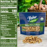 Fisher Organic Walnut Halves & Pieces 16 oz, USDA Certified Organic Nuts, Unsalted California Grown, Non-GMO, No Preservatives, Walnuts for Baking