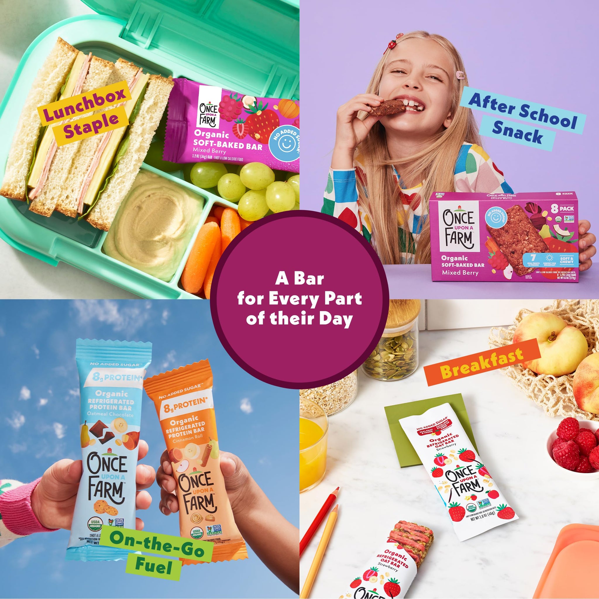 Once Upon A Farm Organic Mixed Berry Soft-Baked Bars, 4 Count