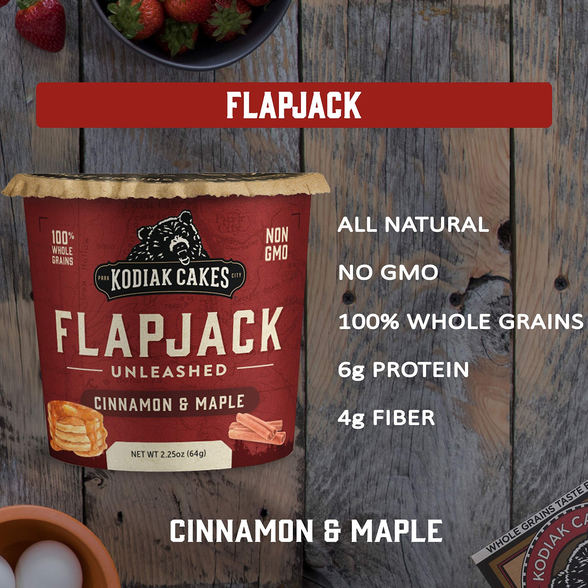 Kodiak Cakes Unleashed Flapjack On The Go Baking Mix, Cinnamon and Maple, 2.25 Ounce