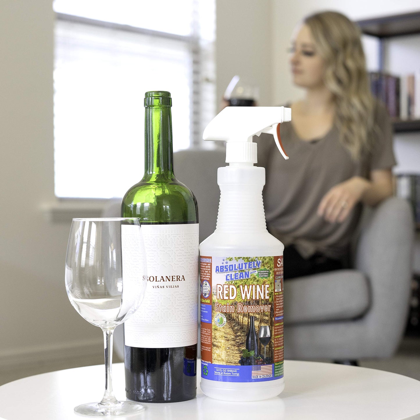 Amazing Red Wine Stain Remover - Natural Enzymes Eliminate Wine Stains Fast - Cleans Carpet, Upholstery, Clothing, Table Cloth & More - USA Made