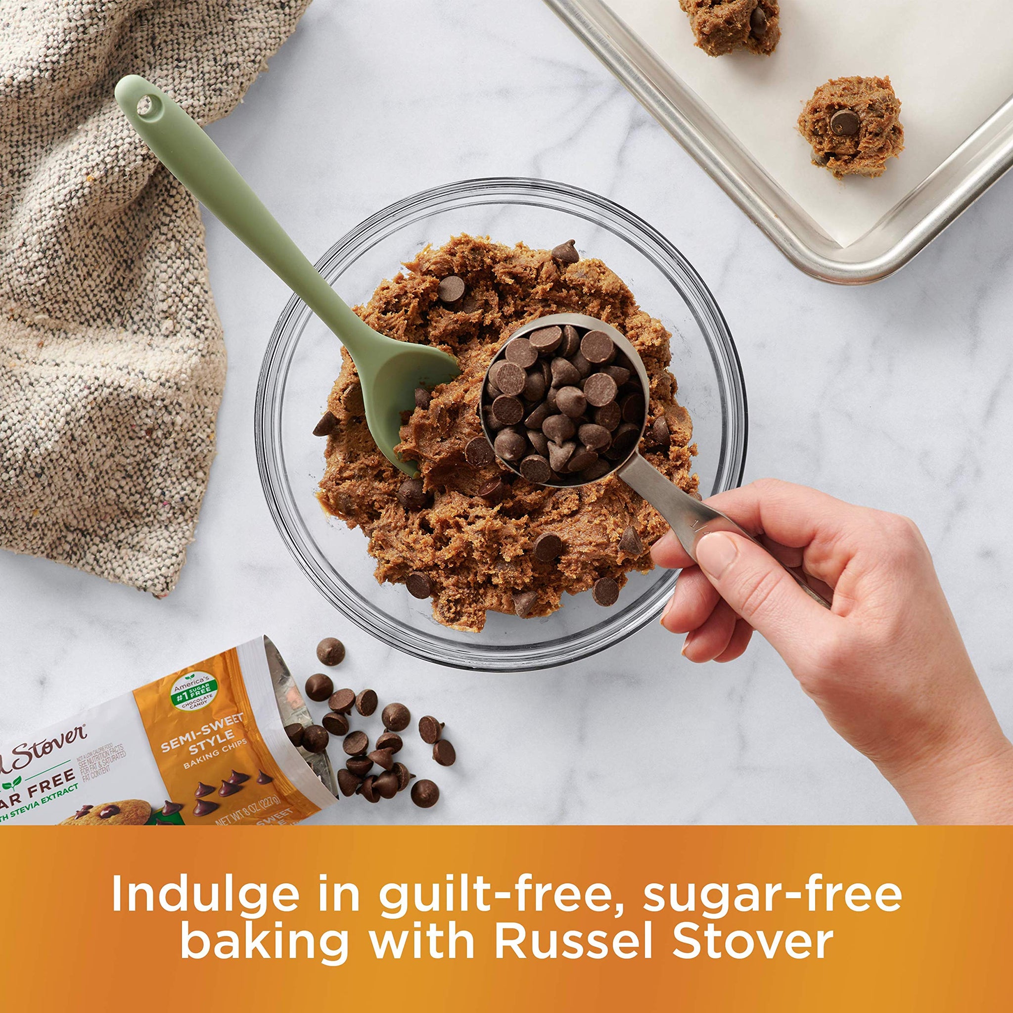 Russell Stover Sugar Free Semi-Sweet Baking Chips, 8 oz. Bag, Brown