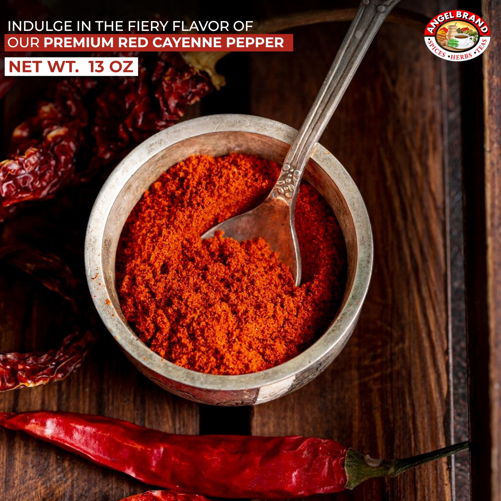 Angel Brand Red Cayenne Pepper - 13 oz Single Bottle - Ground Cayenne Pepper Powder for Cooking, Seasoning, and Spicy Recipes.