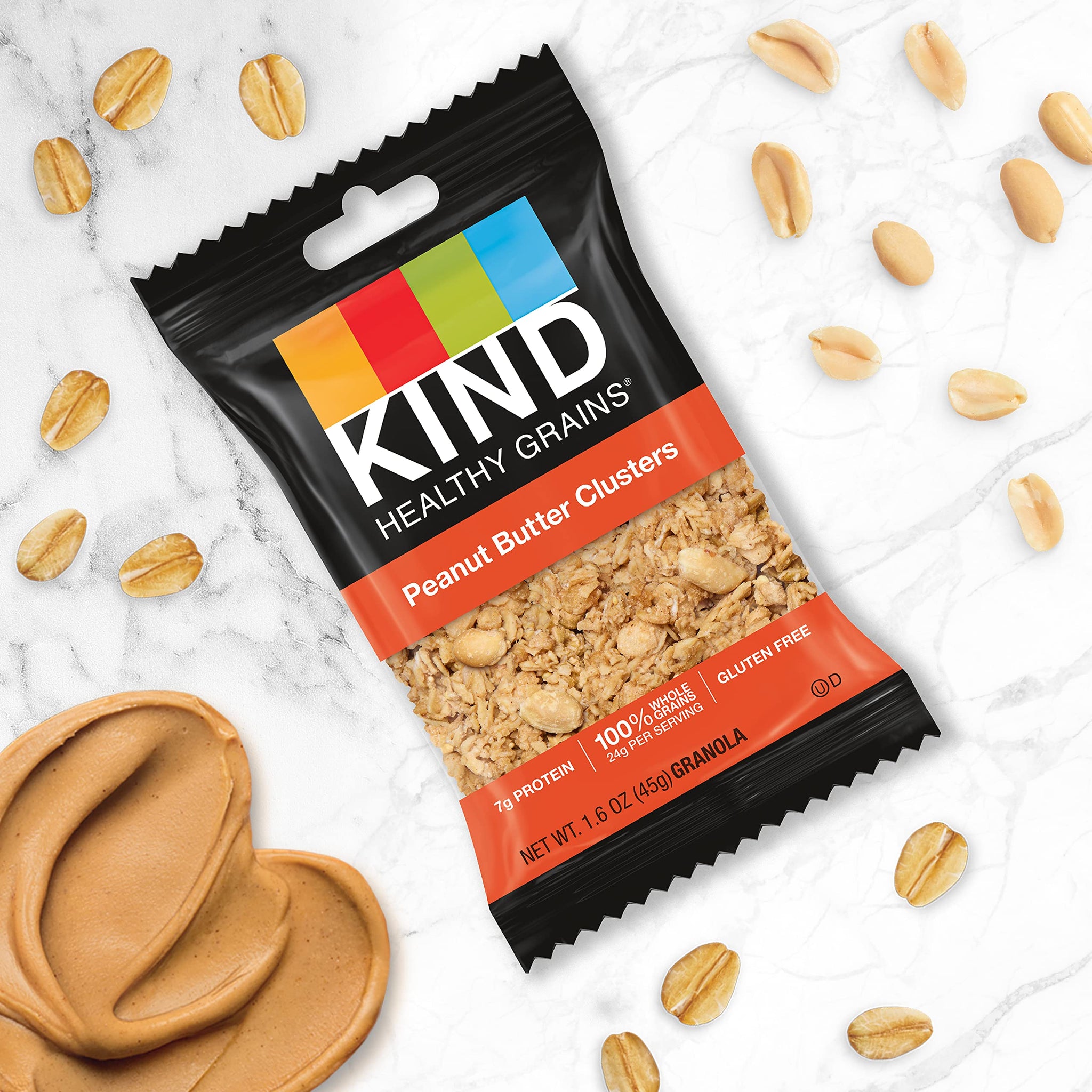 KIND Grab and Go Granola, Peanut Butter, Healthy Snacks, Gluten Free, Whole Grains and Oats, 7g Protein, 20 Count