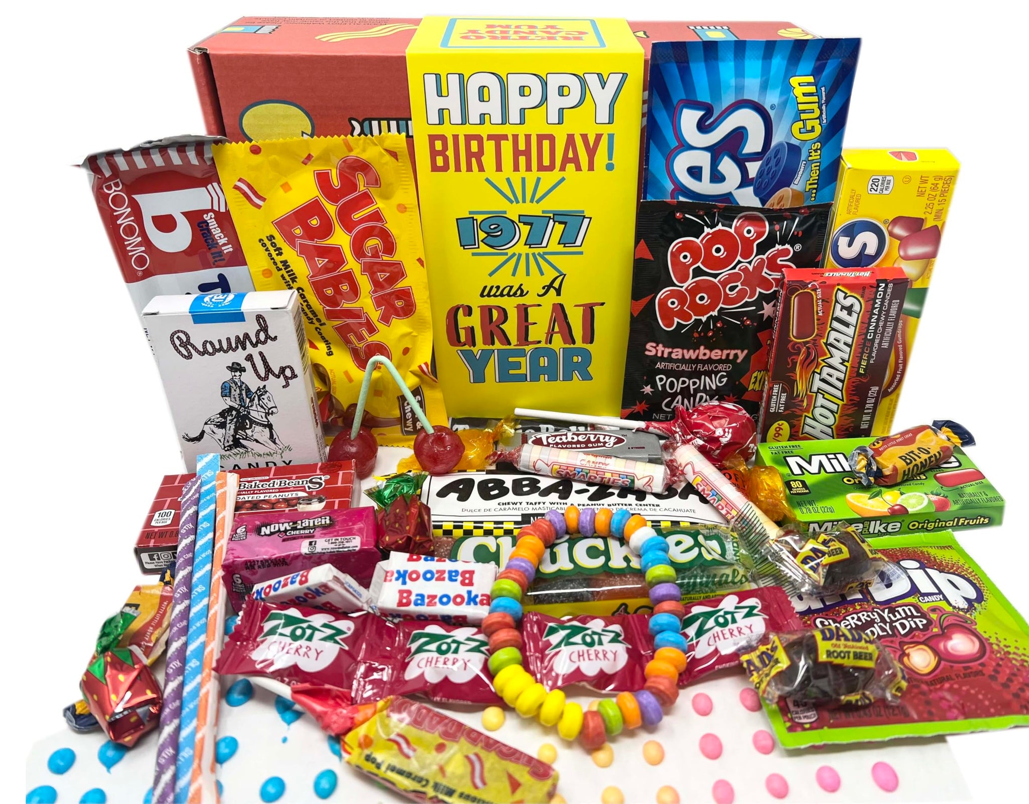 RETRO CANDY YUM ~ 1977 49th Birthday Gift Box Nostalgic Candy Mix from Childhood for 49 Year Old Man or Woman Born 1977 Jr