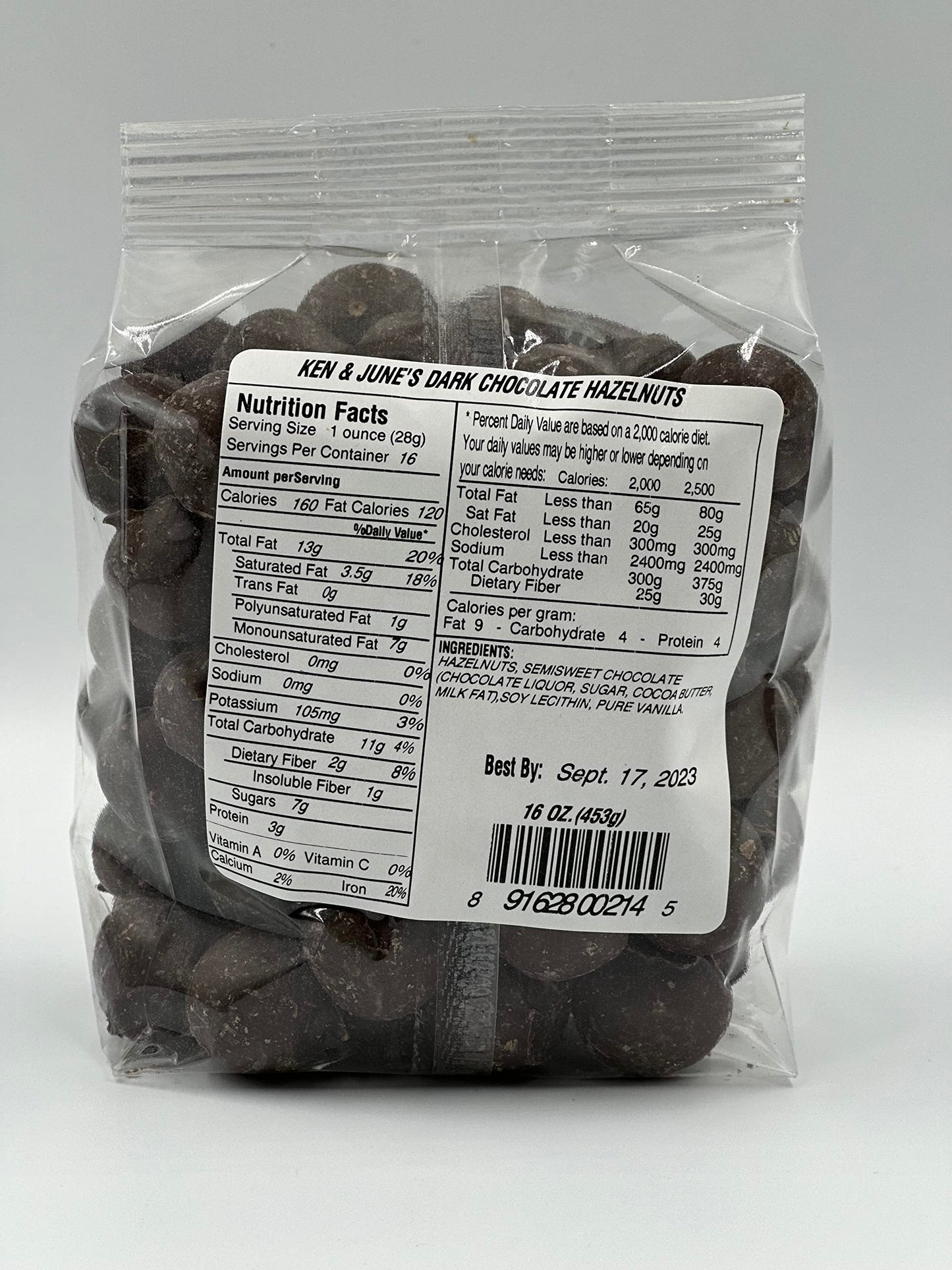 Dark Chocolate Coated Hazelnuts - 16 Oz Bag
