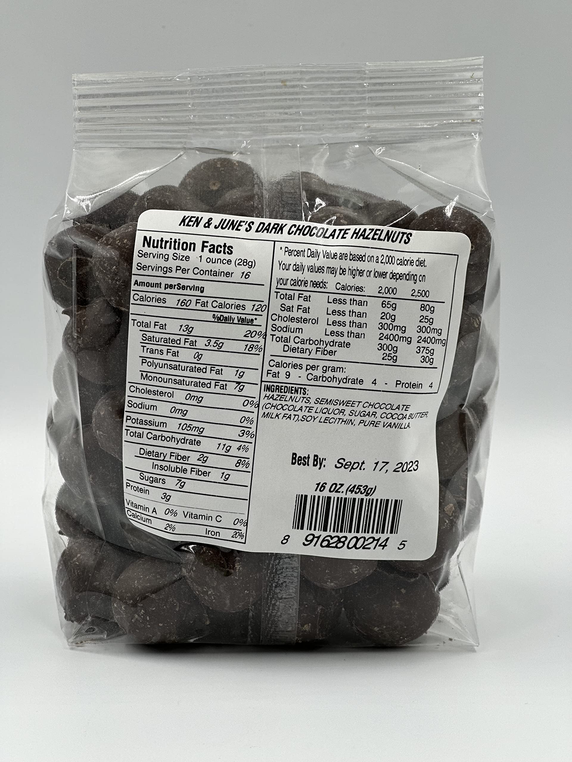 Dark Chocolate Coated Hazelnuts - 16 Oz Bag