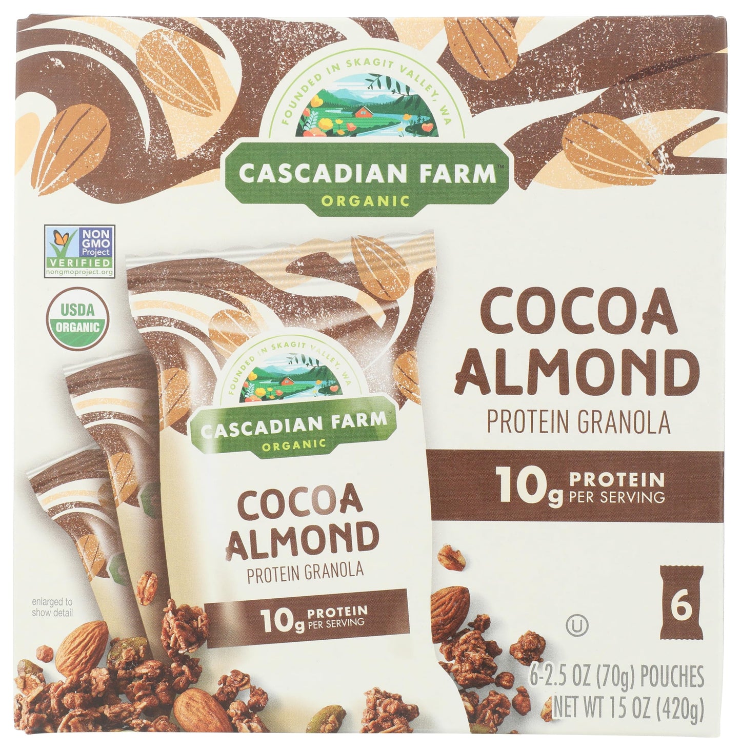 Cascadian Farm, Granola Protein Cocoa Almond Organic, 15 Ounce