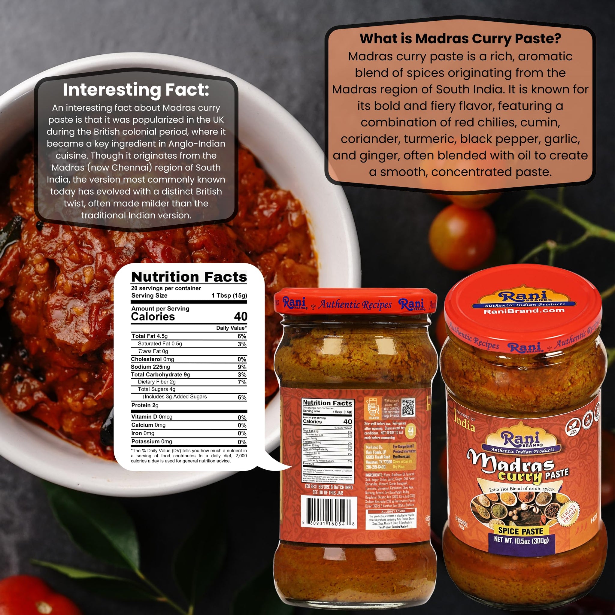 Rani Madras Curry Cooking Spice Paste 10.5oz (300g) Glass Jar, Pack of 5+1 FREE ~ No Colors | All Natural | NON-GMO | Vegan | Gluten Free | Indian