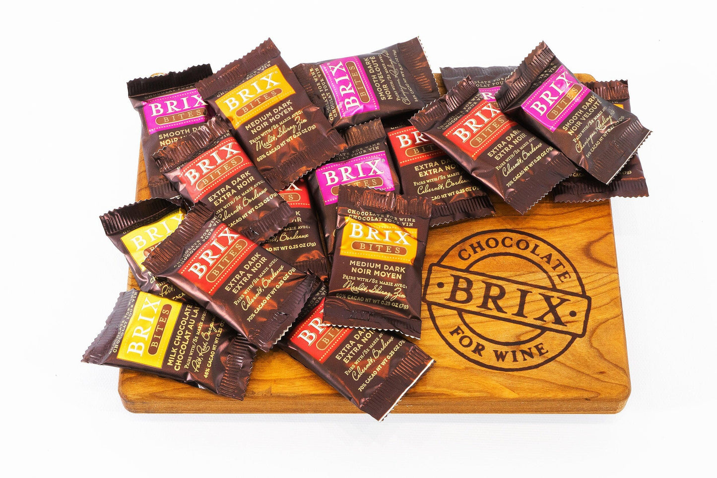 Brix Chocolate For Wine Brix Bites Assorted Bites, Premium Wine Pairing Collection, 3 Pack, 24 Pieces