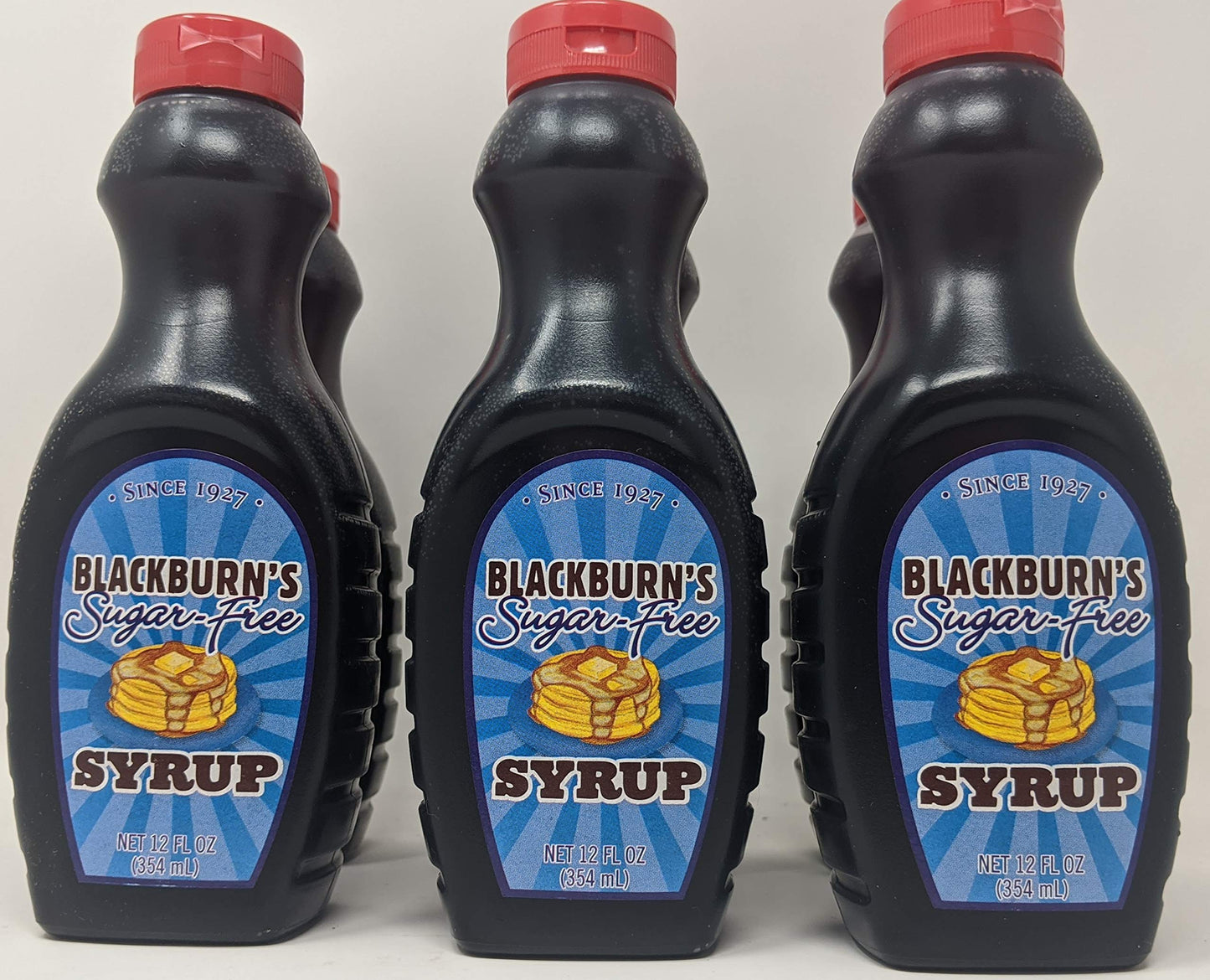 Blackburns Sugar Free Pancake Syrup - 6 x 12 Oz Bottles Bundled with a JFS Recipe Card