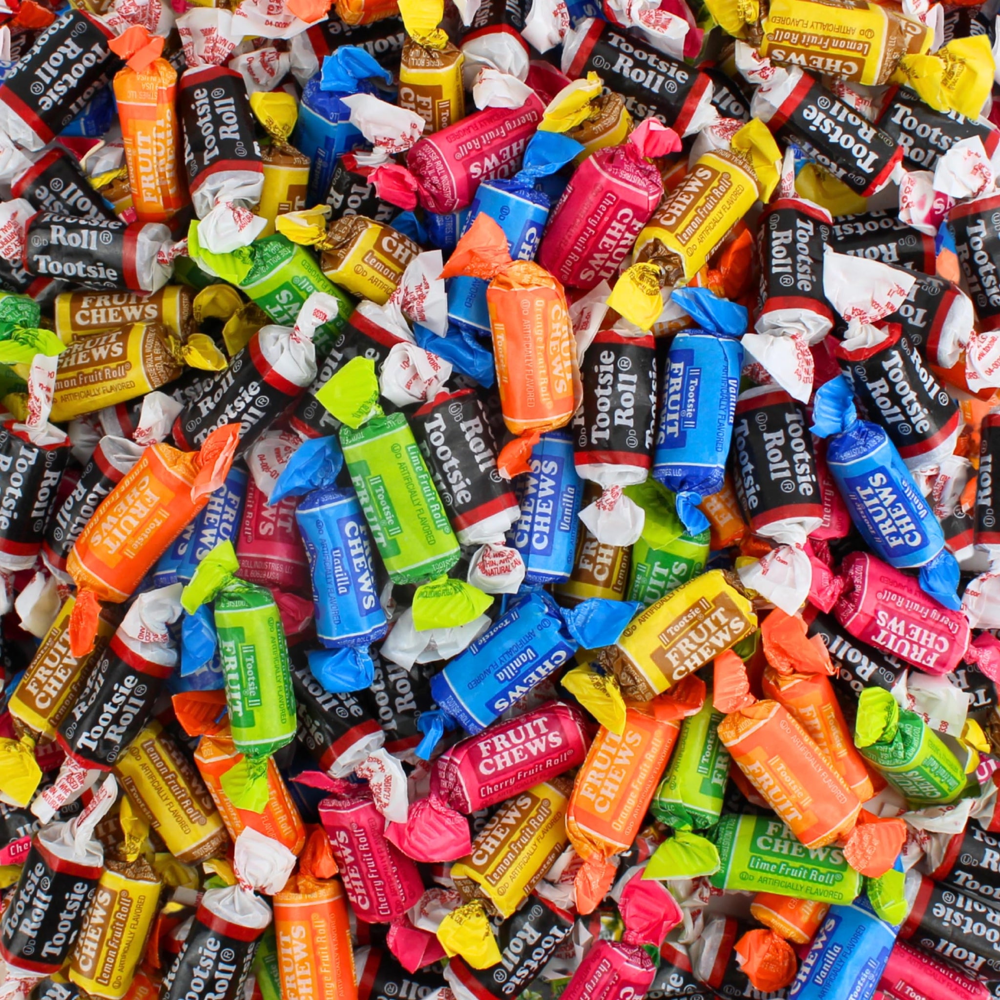 Mini Assorted Flavored Fruit Chews - Fruity and Chocolate Flavored Bulk Bites, Individually Wrapped Candy (2 Pound)