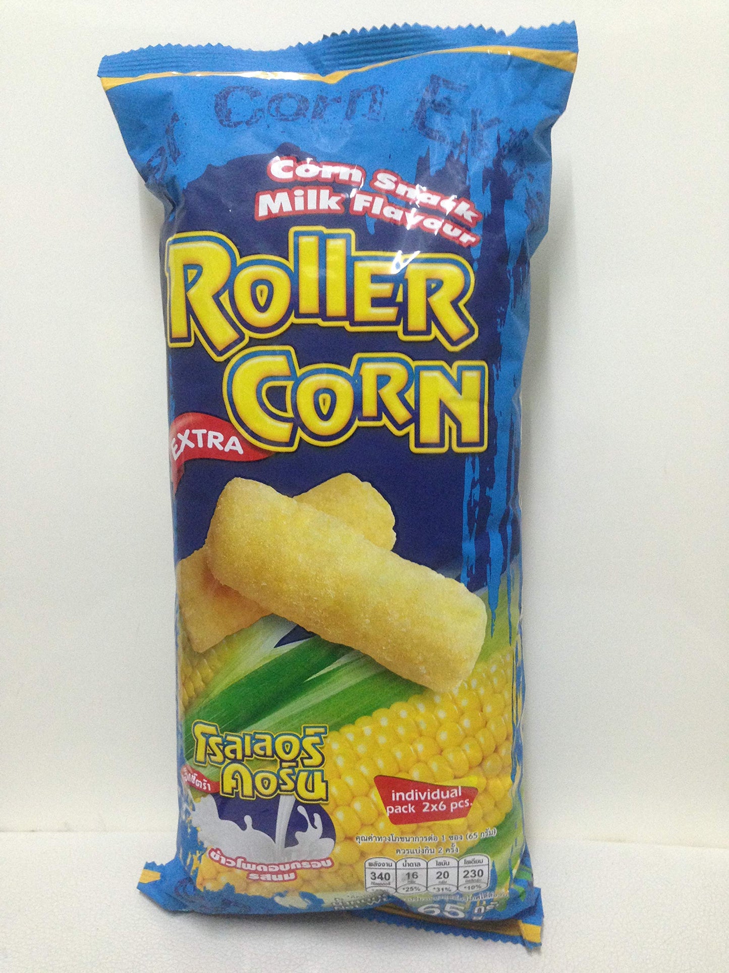 Roller Corn, Corn Snack Milk Flavour, Size 65g X 2 Packs