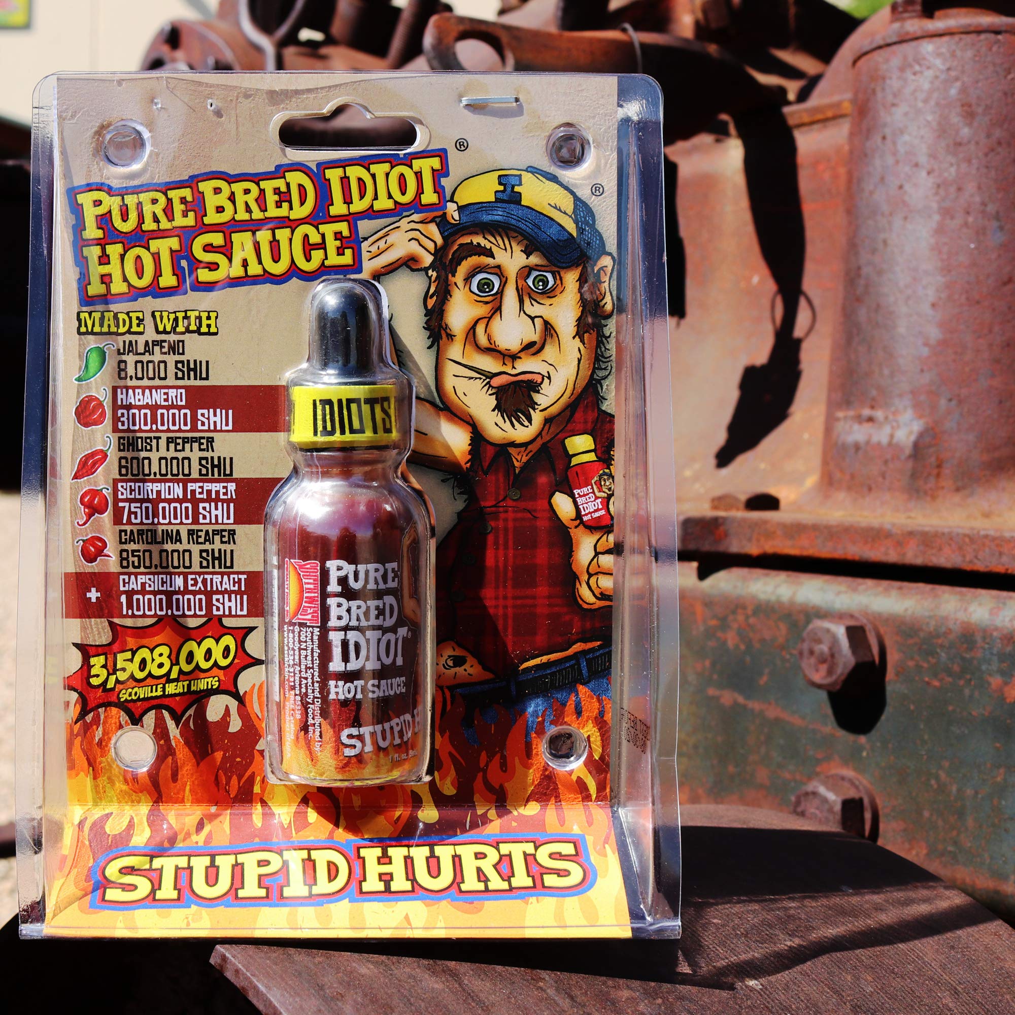 Premium Gourmet Idiot Hot Sauce - Ultimate Hottest Hot Sauce Gift - Try if you dare! (PureBred Idiot)
