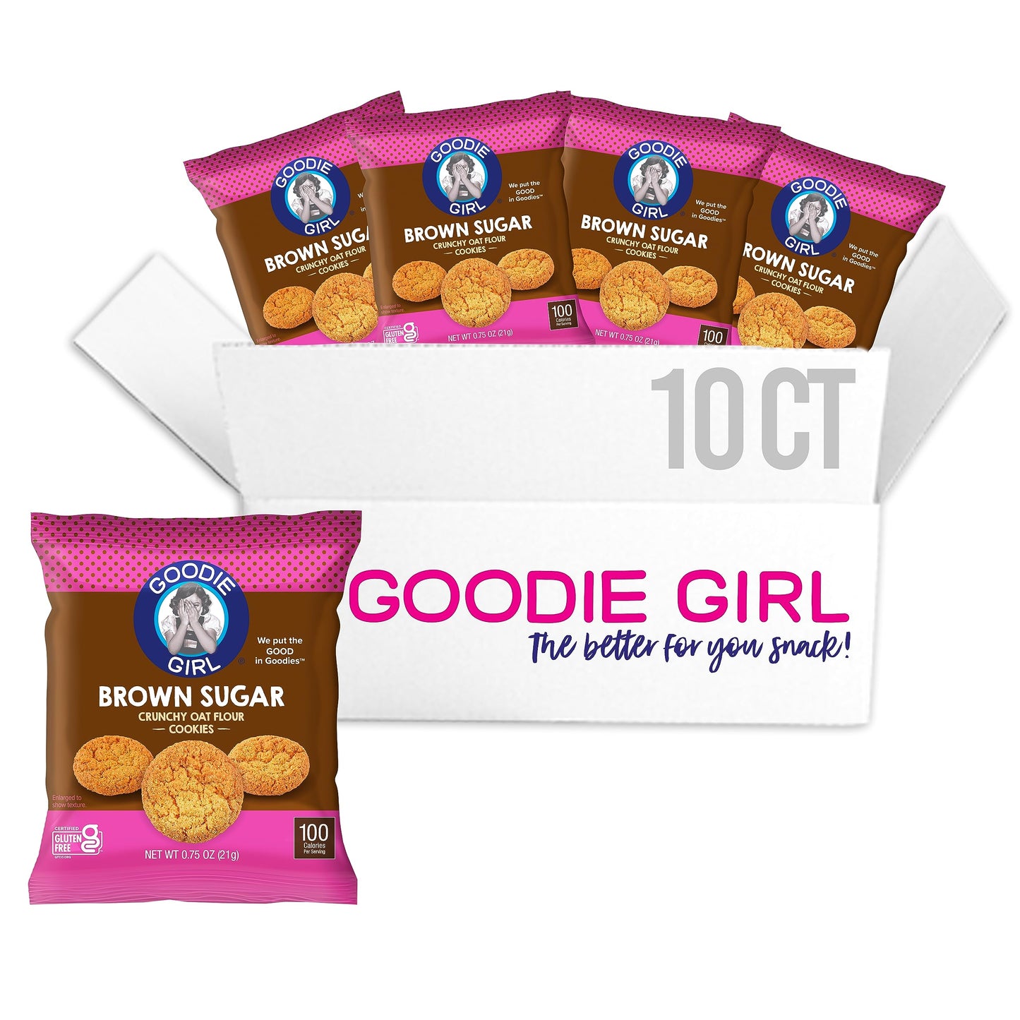 Goodie Girl Mini Brown Sugar Cookies, Gluten Free Cookies for Kids, 100 Calorie Snack Packs - Peanut Free, Individually Wrapped - Bite Size Lunchbox