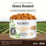 Belmont Peanuts Gourmet Honey Roasted Virginia Peanuts, 25 oz (1 Pack) - Only 8 Simple Ingredients, No Preservatives, 6g Protein - A Premium, Sweet