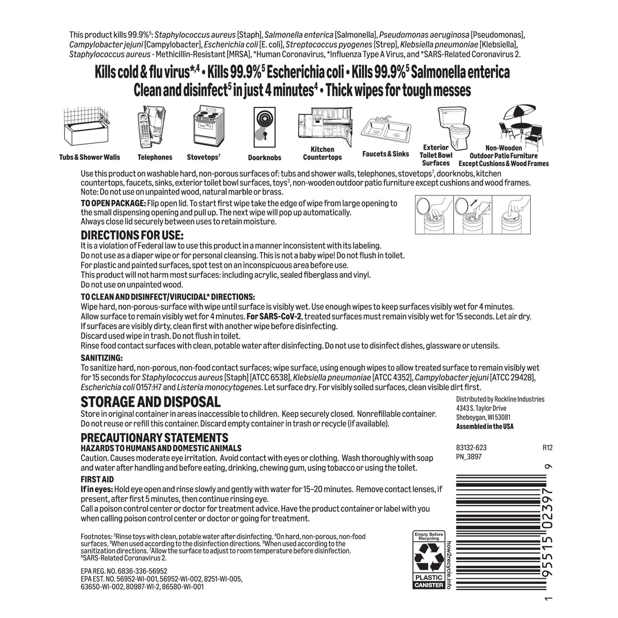 Amazon Basics Disinfecting Wipes, Fresh Scent, Sanitizes/Cleans/Disinfects/Deodorizes, 85 Count, for Hard Nonporous Surfaces