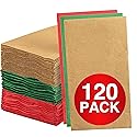 Dinner Napkins Disposable Guest Towels, Red Green Gold Beverage Napkins Soft and Absorbent Paper Napkins Dinner Size for Party, Wedding, 8” x 4.5” 2