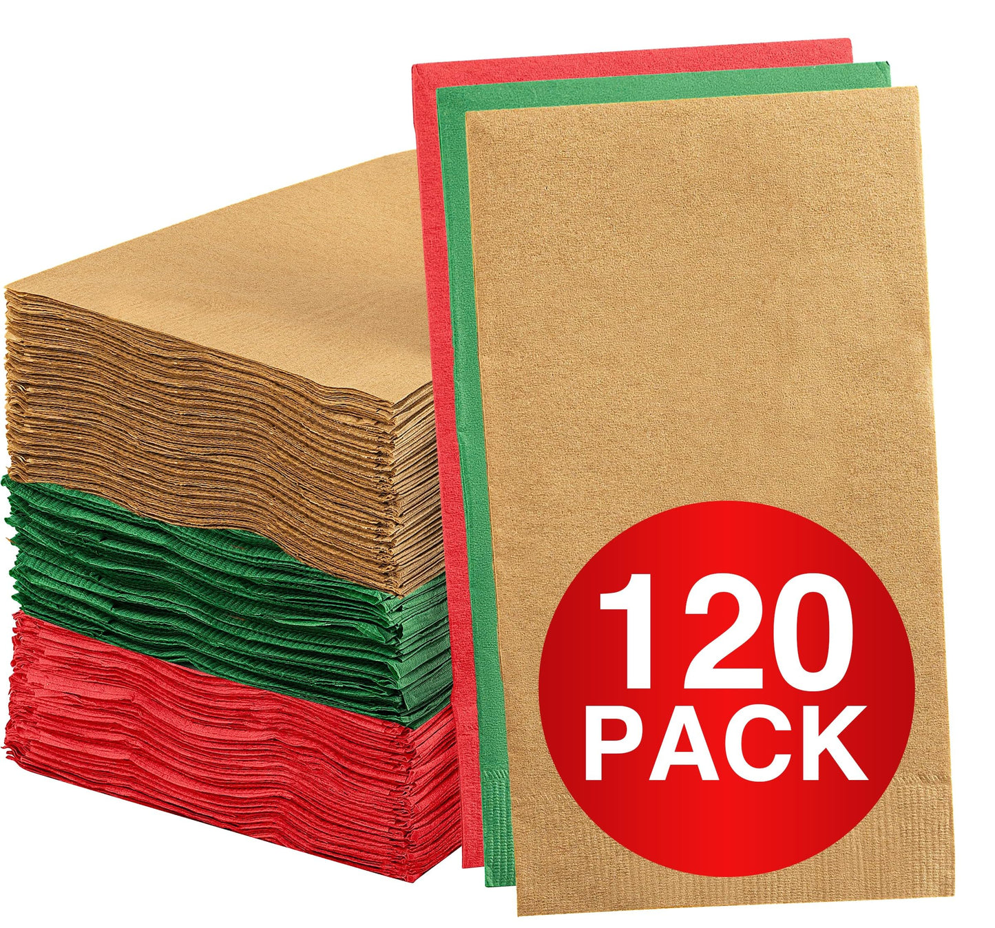 Dinner Napkins Disposable Guest Towels, Red Green Gold Beverage Napkins Soft and Absorbent Paper Napkins Dinner Size for Party, Wedding, 8” x 4.5” 2