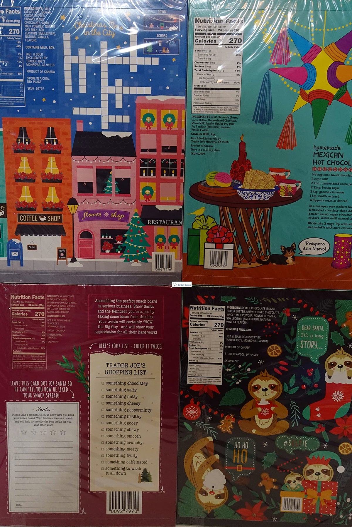 Trader Joe’s Advent Calendar 24 Milk Chocolate Figures 1.76oz 50g (Four Random Boxes)