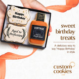 Happy Birthday Gift Basket Custom Sugar Cookies - Happy Birthday Cookies in Gift Box, Hand Decorated Kosher Treats for Men, Him, Husband - Bakery