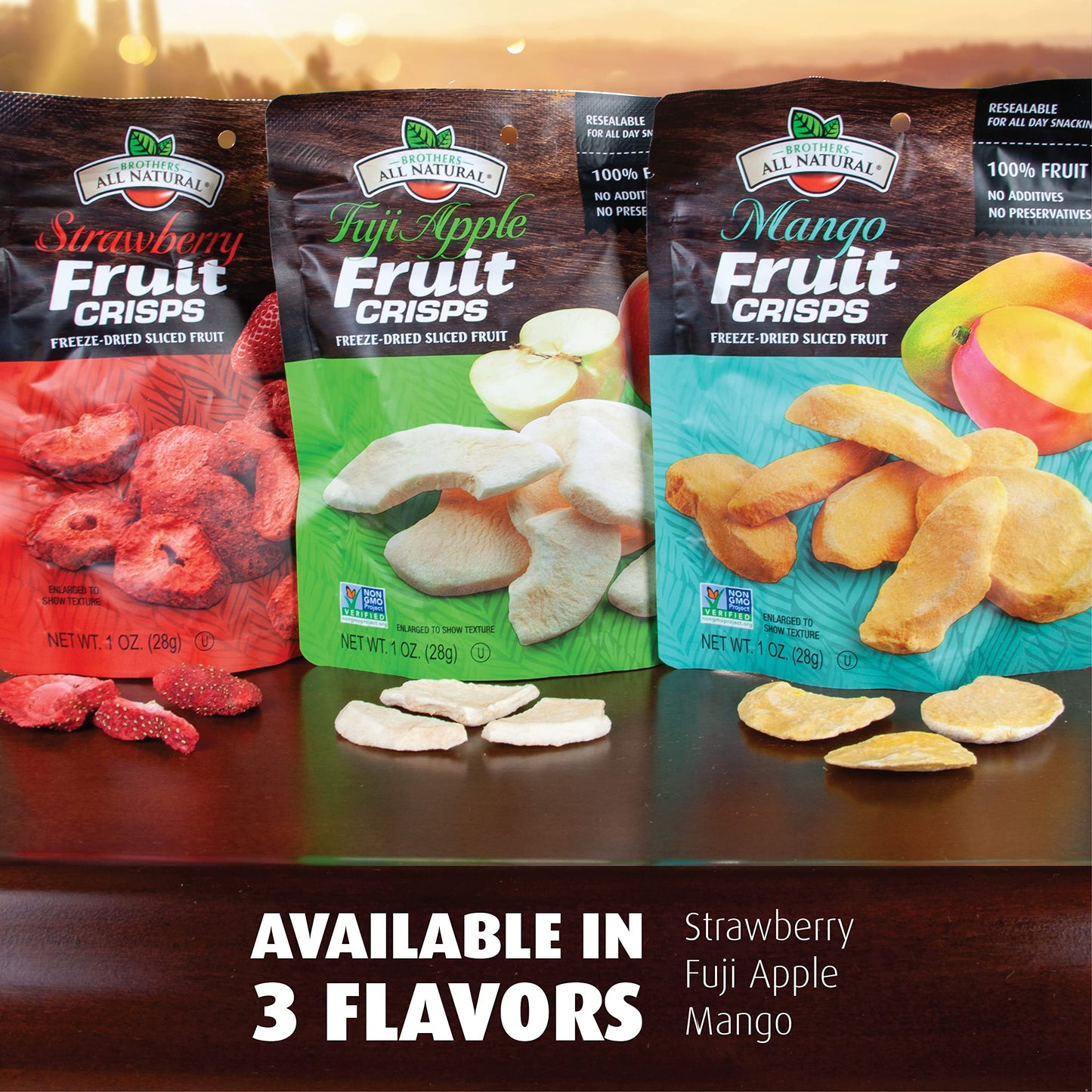 Brothers All Natural Freeze Dried Fruit Crisps, Mango, 1 Oz (Pack of 8), Made with 100% Fruit, Gluten Free, Soy Free, Vegan, Healthy Snack, Resealable