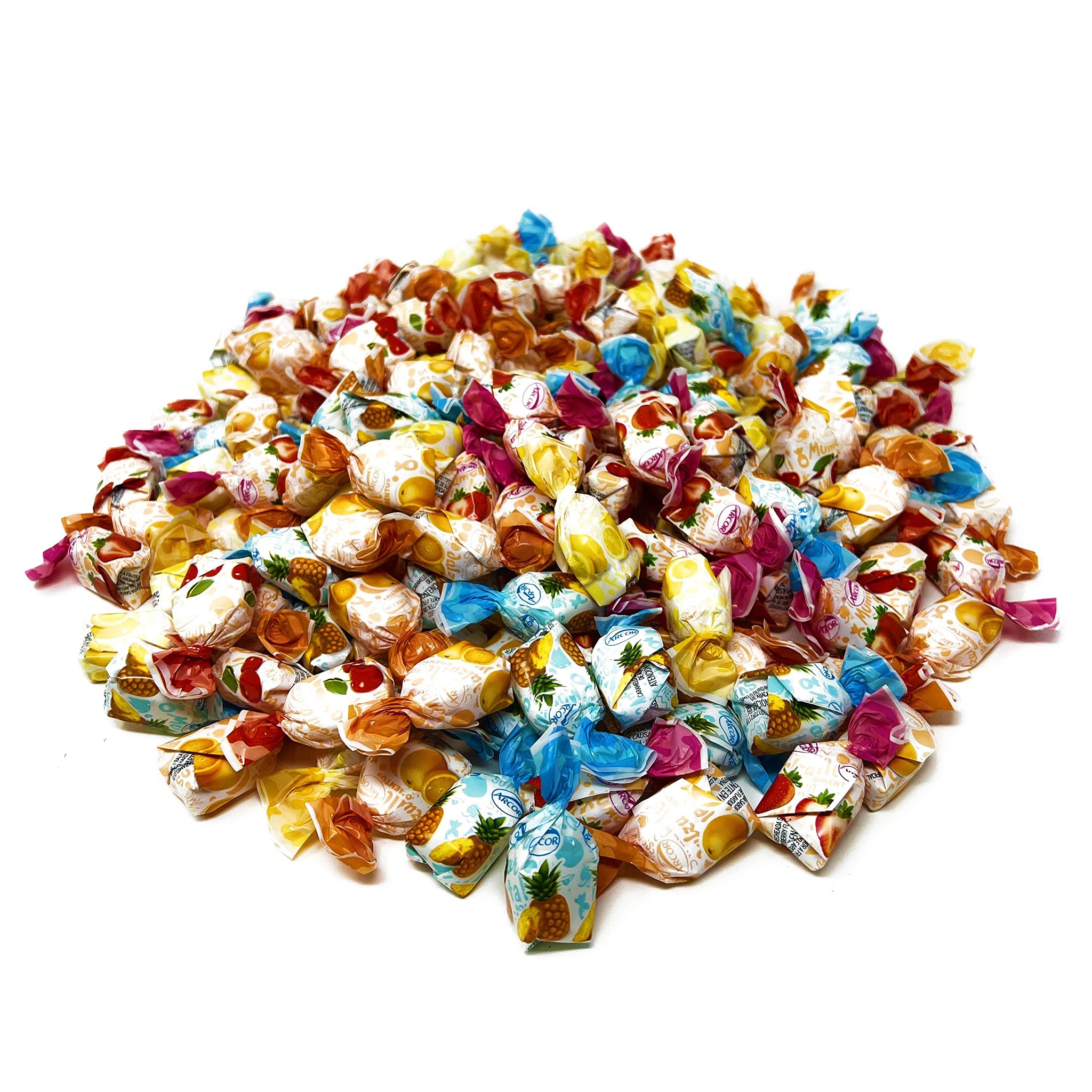 Fruit Filled Hard Candies - 3 lbs - Strawberry, Cherry, Pineapple, Orange and Lemon Flavored Bon Bons Filled with Real Fruit Pulp Bulk American