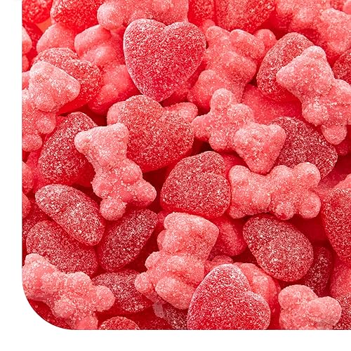 Gummy Candy Mix - 2 Pound Pack - Mother's Day Candy Assortment - Cherry Jelly Hearts and Tutti-Frutti Gummi Bears - Red & Pink Candy for Buffets