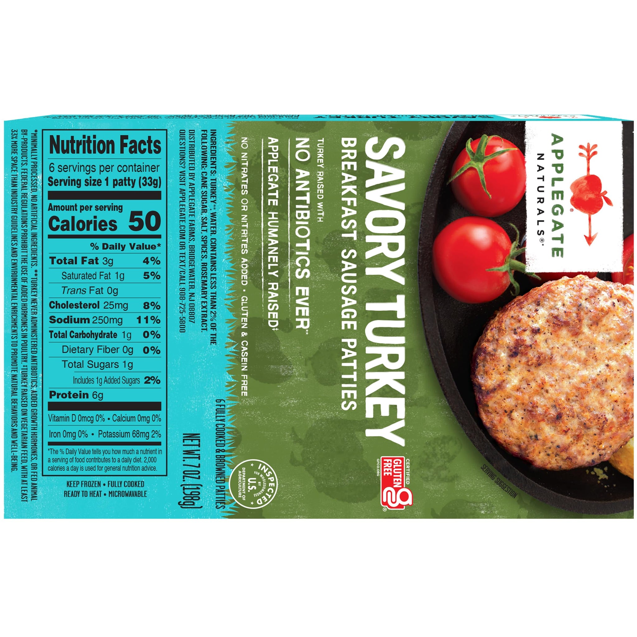 Applegate Farms Breakfast Turkey Sausage Patties, 7 OZ