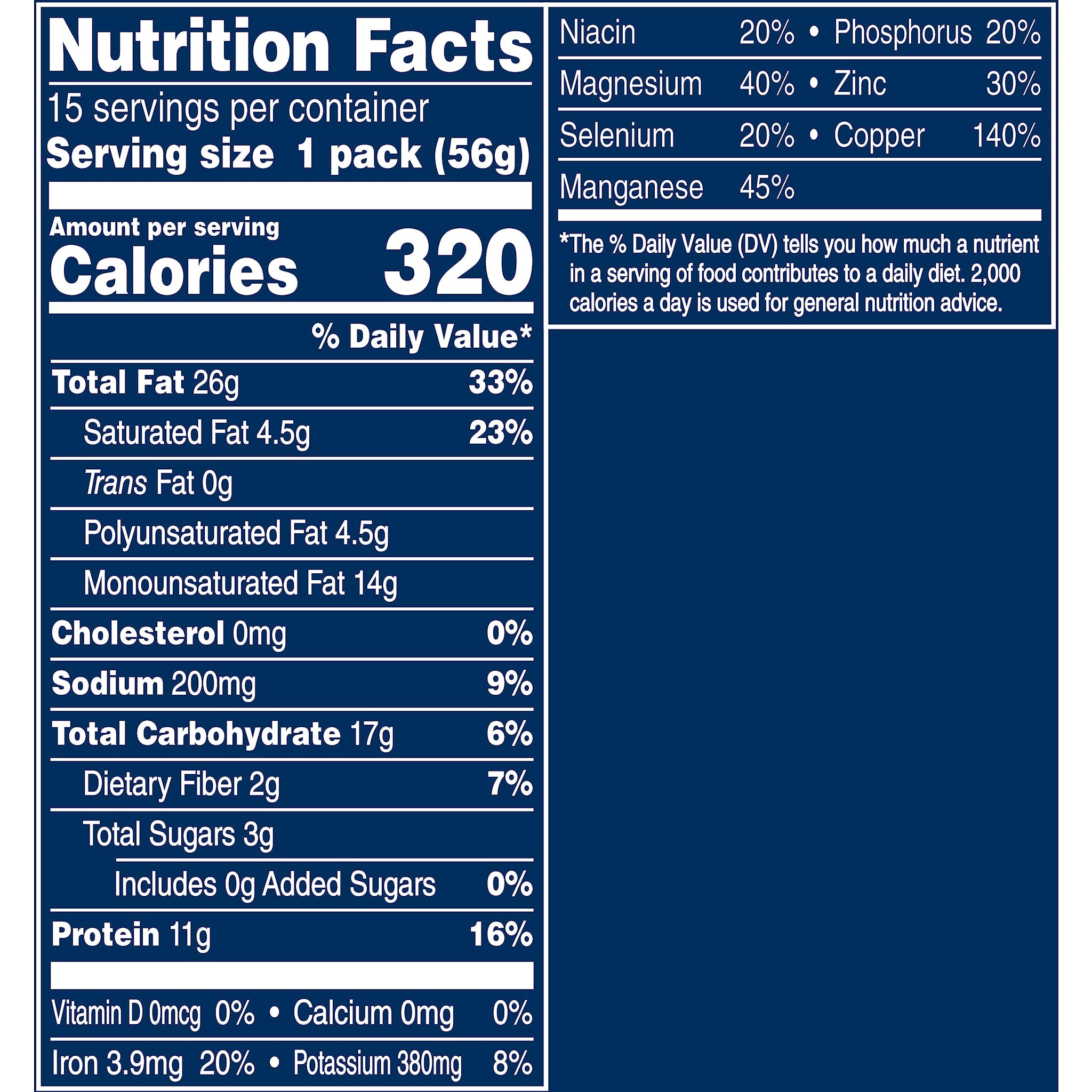 PLANTERS Salted Cashews, Roasted Cashews, Snacks for Adults, 2 oz Packages, 15 Count