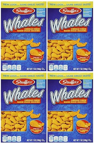 Stauffer's, Whales, Baked Cheddar Snack Crackers, 7oz Box (Pack of 4)