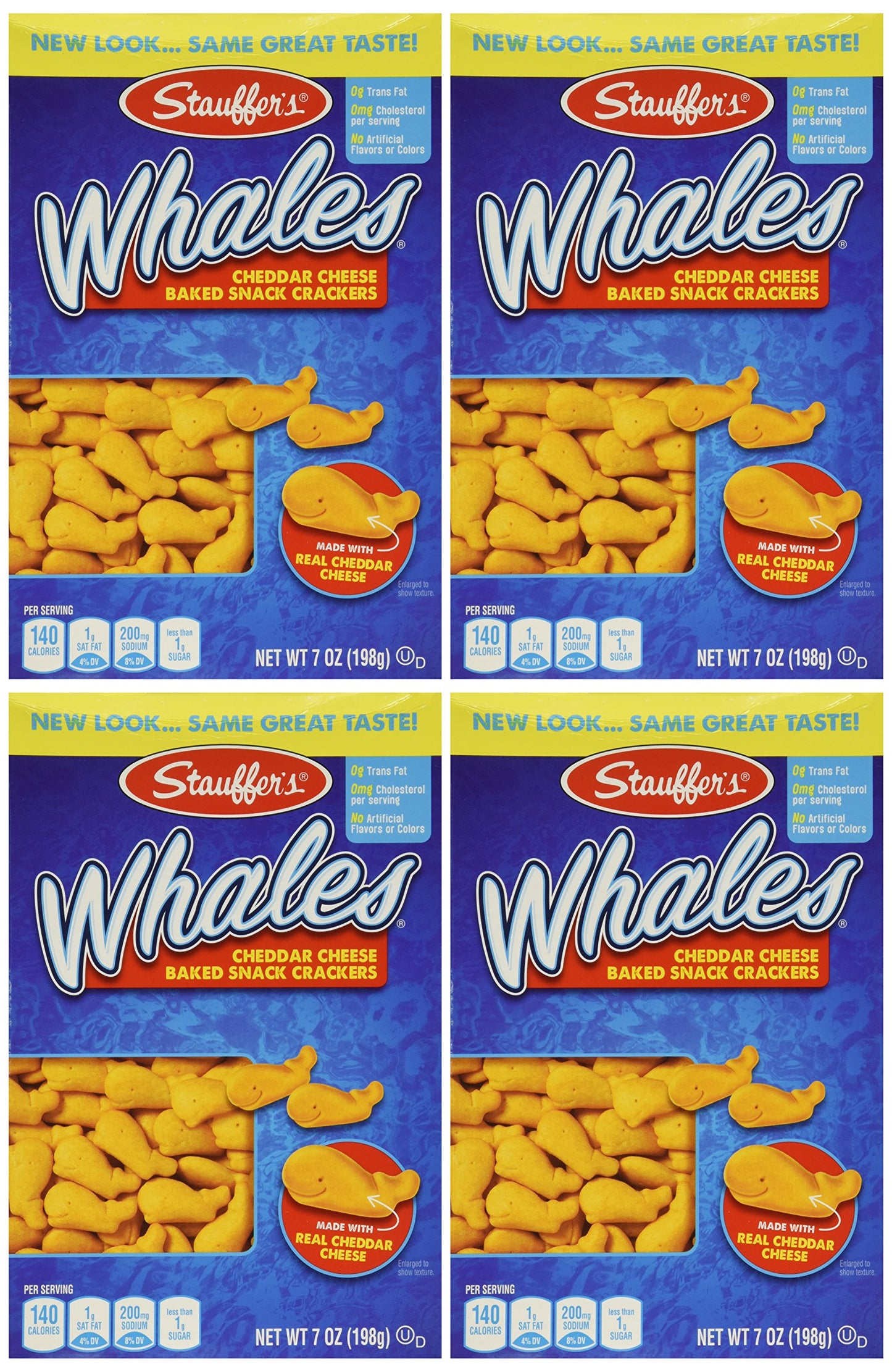 Stauffer's, Whales, Baked Cheddar Snack Crackers, 7oz Box (Pack of 4)