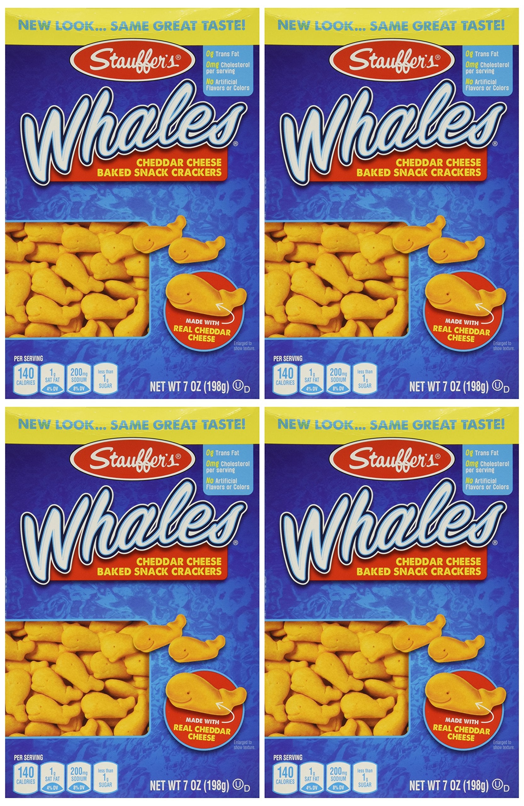 Stauffer's, Whales, Baked Cheddar Snack Crackers, 7oz Box (Pack of 4)