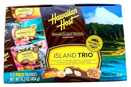 Hawaiian Host Island Trio Gift Pack 18 Count Chocolate and Macadamia