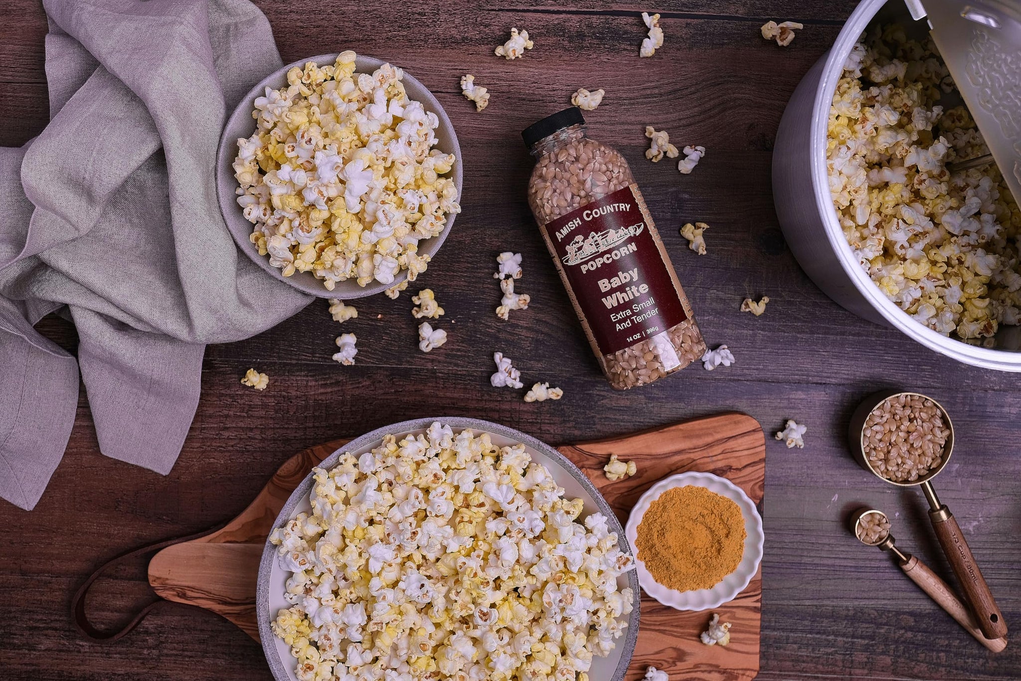 Amish Country Popcorn | 2-14 oz Bottles | Baby White Popcorn Kernels | Old Fashioned, Non-GMO and Gluten Free (2-14 oz Bottles)