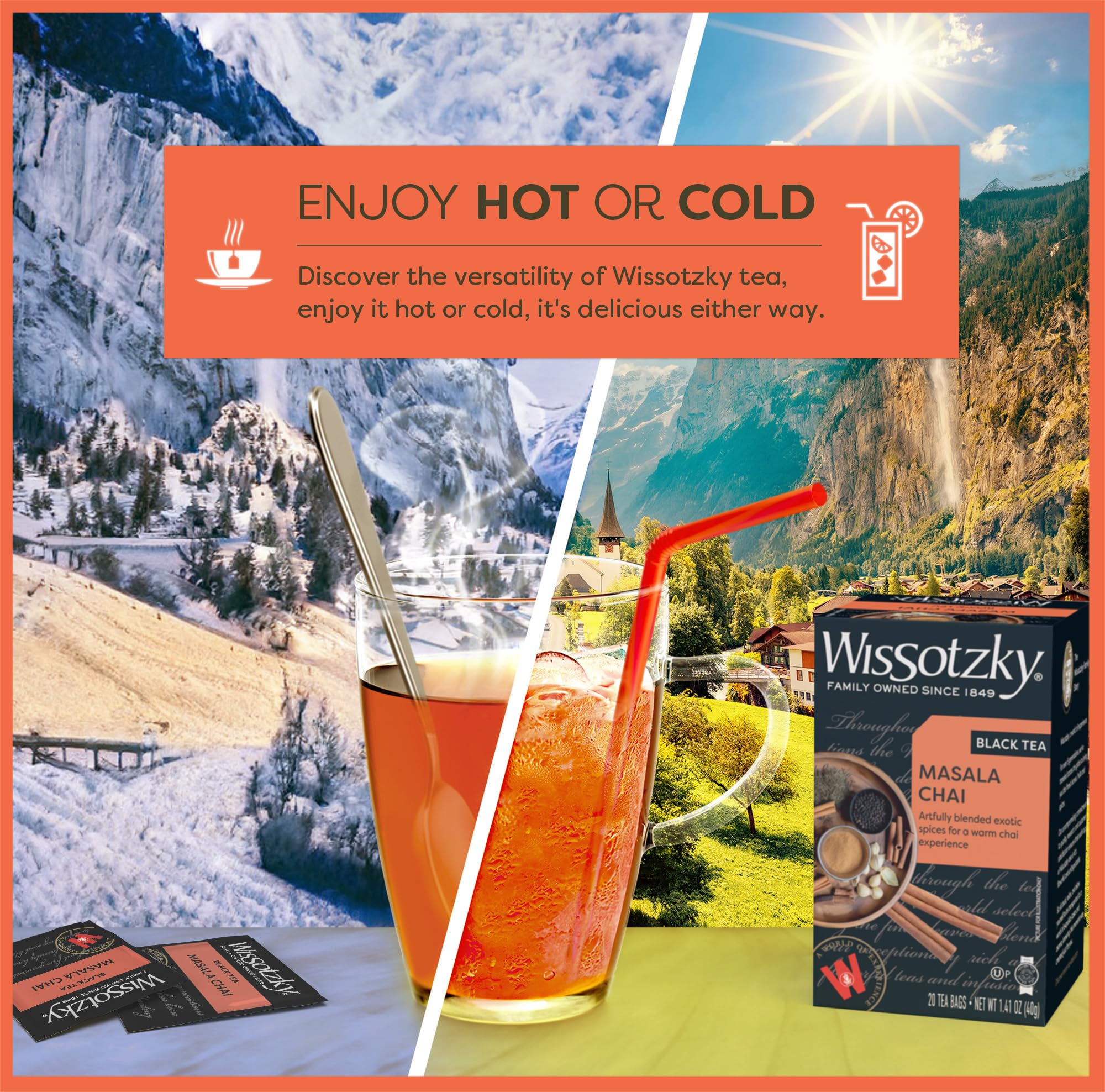 Wissotzky Masala Chai Black Tea, 20 Tea Bags | Aromatic Chai Tea | Antioxidant Rich | Comforting Tea | Black Tea Bags