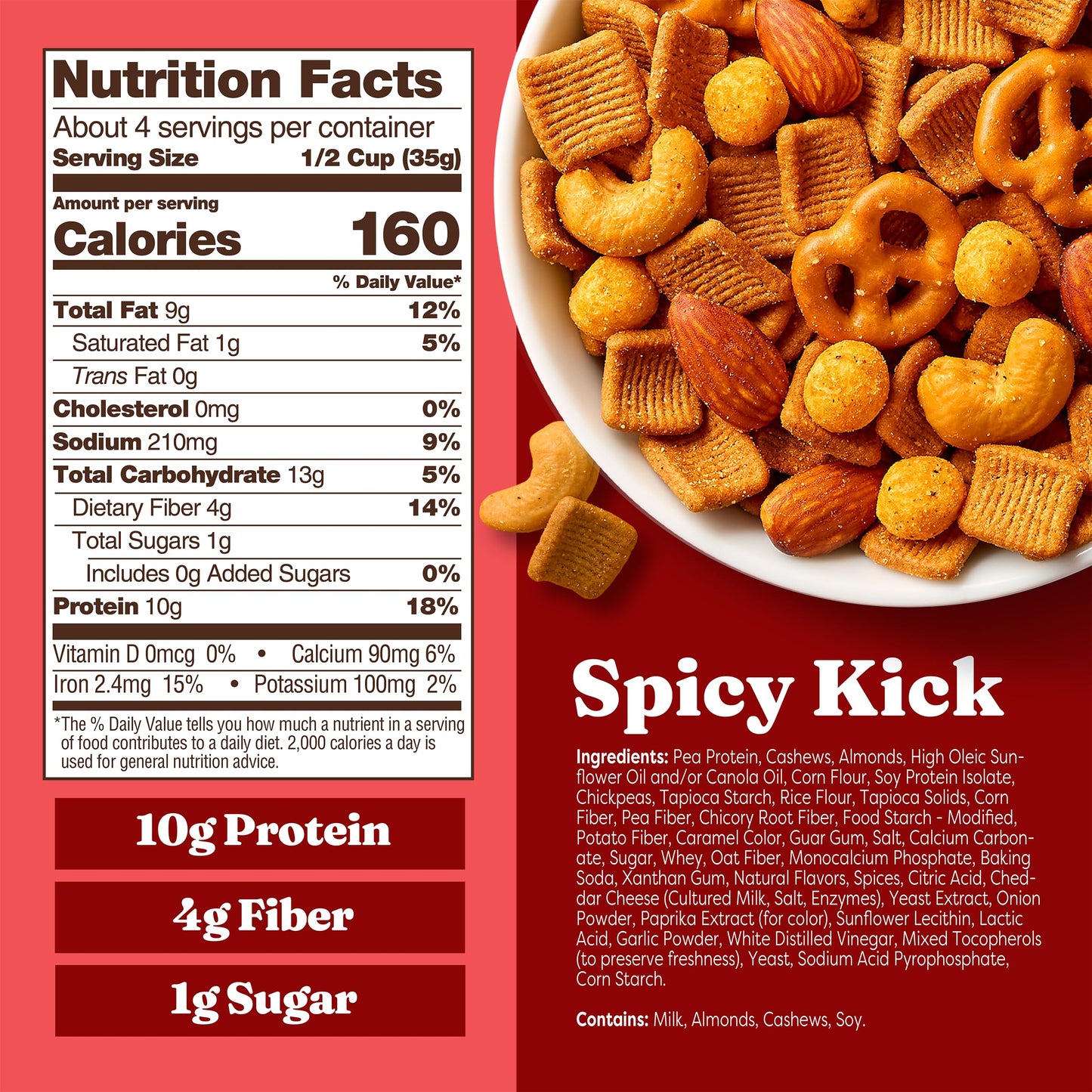 Catalina Crunch Protein Snack Mix - 10g Protein, 1g Sugar per Serving - Good Source of Fiber, Gluten Free - Spicy Kick, 5.25 Ounce Bag (Pack of 3)