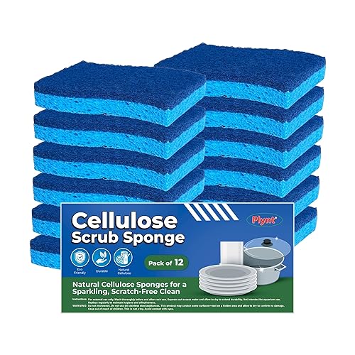 Plynt - Zero Scratch Scrub Sponge, Pack of 12 Sponges for Dishes, Kitchen & Bathroom, Zero Scratch, Multi-Surface Safe, Cleans Fast, Tackles Tough
