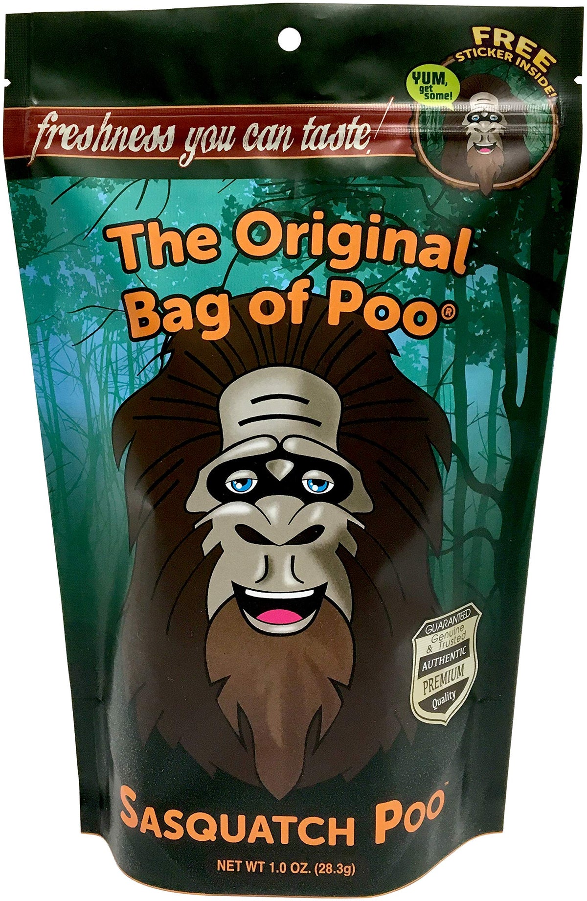 The Original Bag of Poo®, Sasquatch Poo (Black Cherry Flavor Cotton Candy) Novelty Poop Gag Gift. Free sticker inside.
