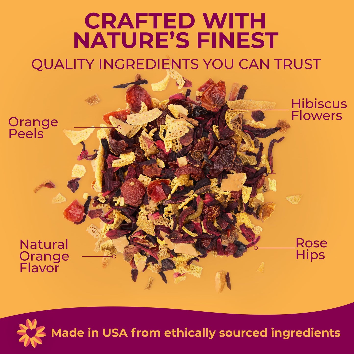 Katy’s Blood Orange Loose Tea - Hibiscus, Orange & Rose Hips - Loose Leaf Herbal Tea, Caffeine-Free, Sugar-Free - Hot or Cold Brew Tea - 30+ Cups