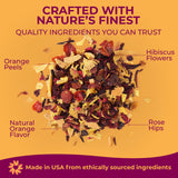Katy’s Blood Orange Loose Tea - Hibiscus, Orange & Rose Hips - Loose Leaf Herbal Tea, Caffeine-Free, Sugar-Free - Hot or Cold Brew Tea - 30+ Cups