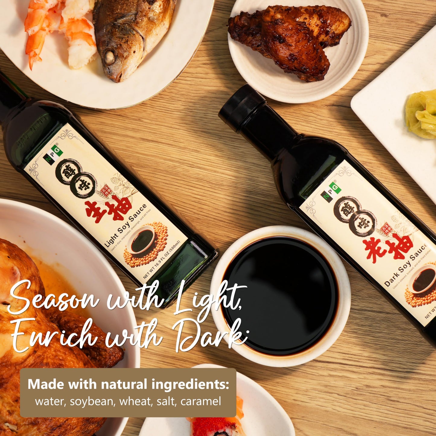 NPG Light Soy Sauce 16.9 fl oz, All Purpose Asian Seasoning