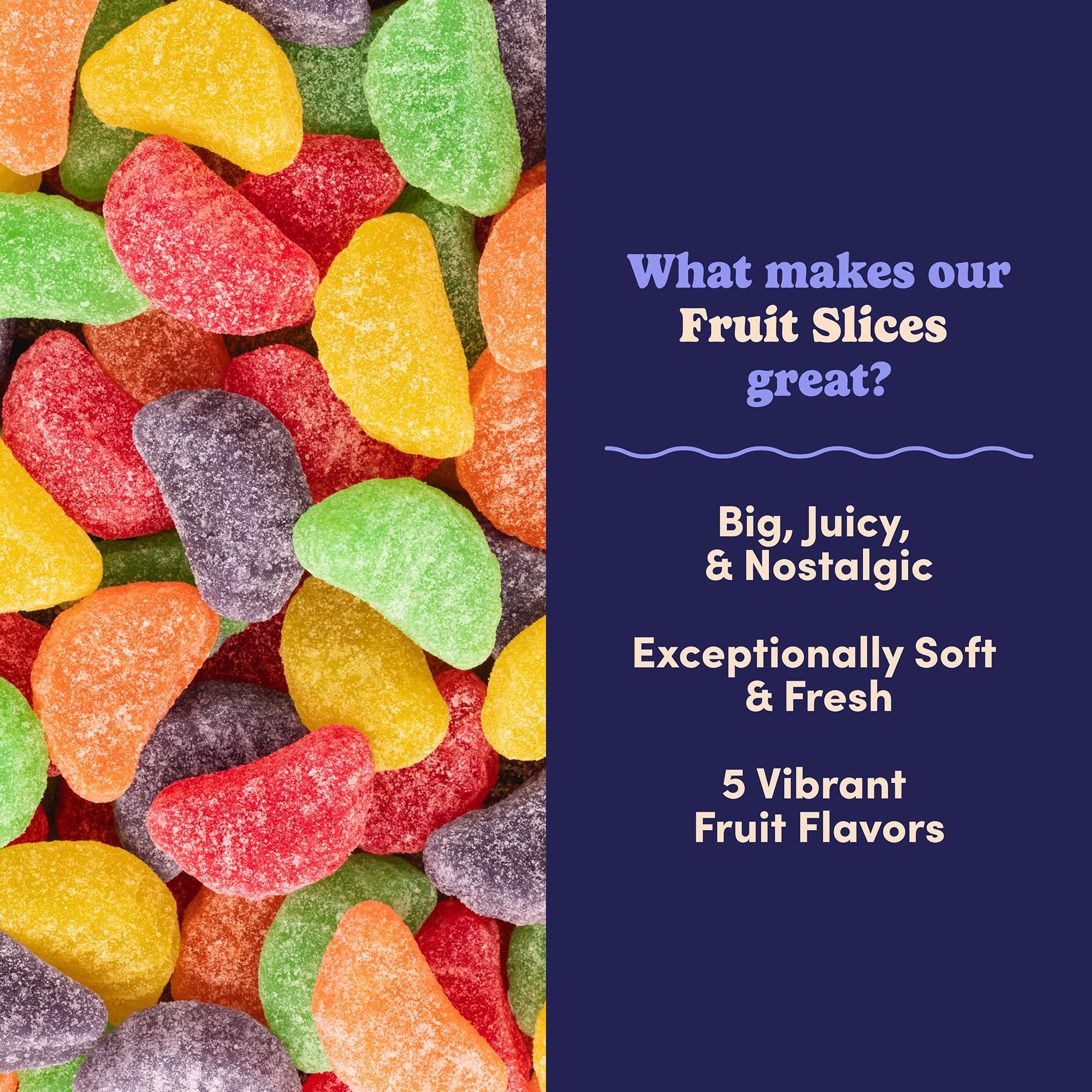 Nuts com Fruit Slice Candy - Assorted Gummy Fruit Slices, Sugar Coated Jelly Candy, Candied Fruit Slices Mix, Cherry Orange Lemon Grape Lime, Jellied