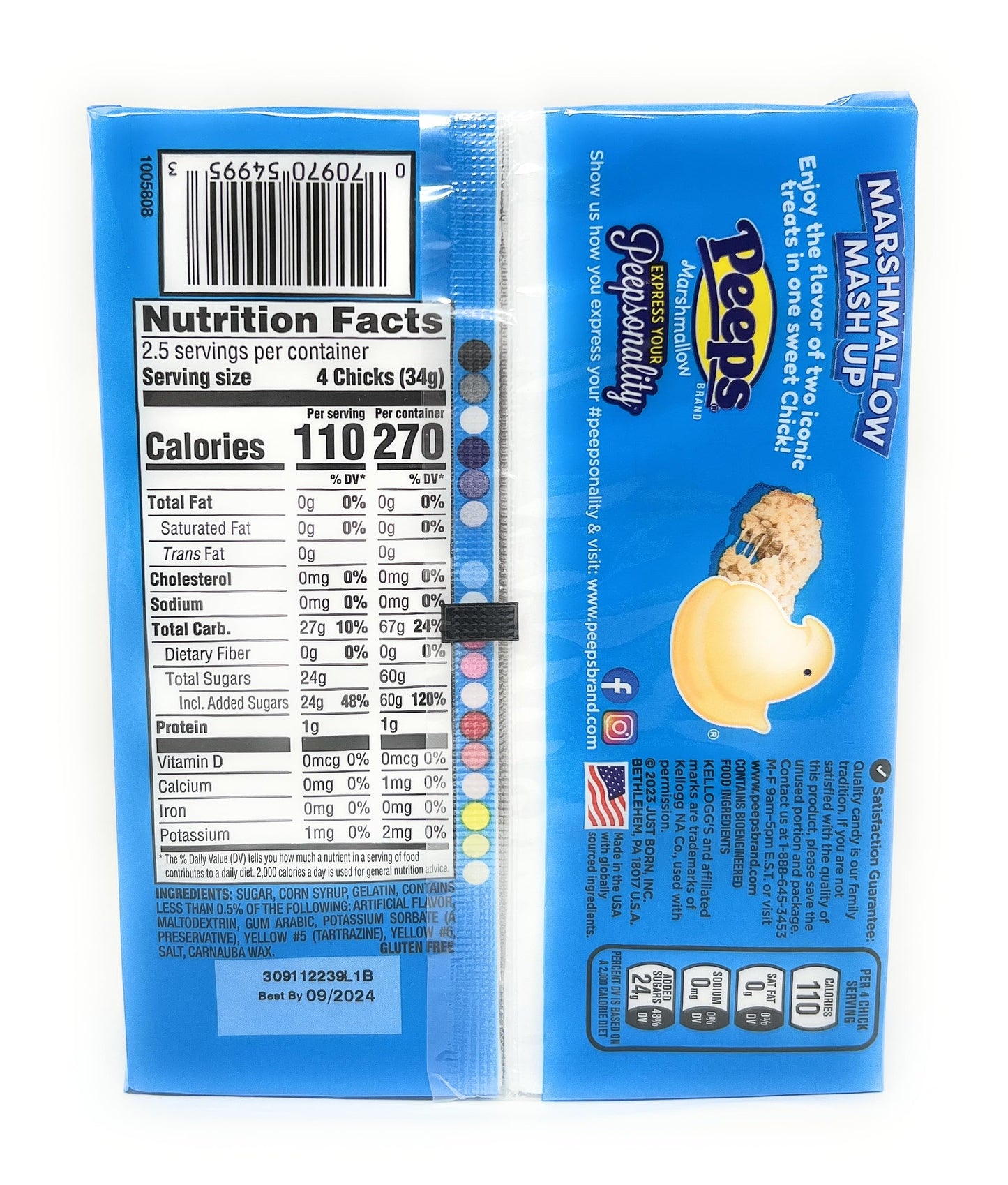 Peeps, Marshmallow Flavored Rice Krispies Treat, 10 Count