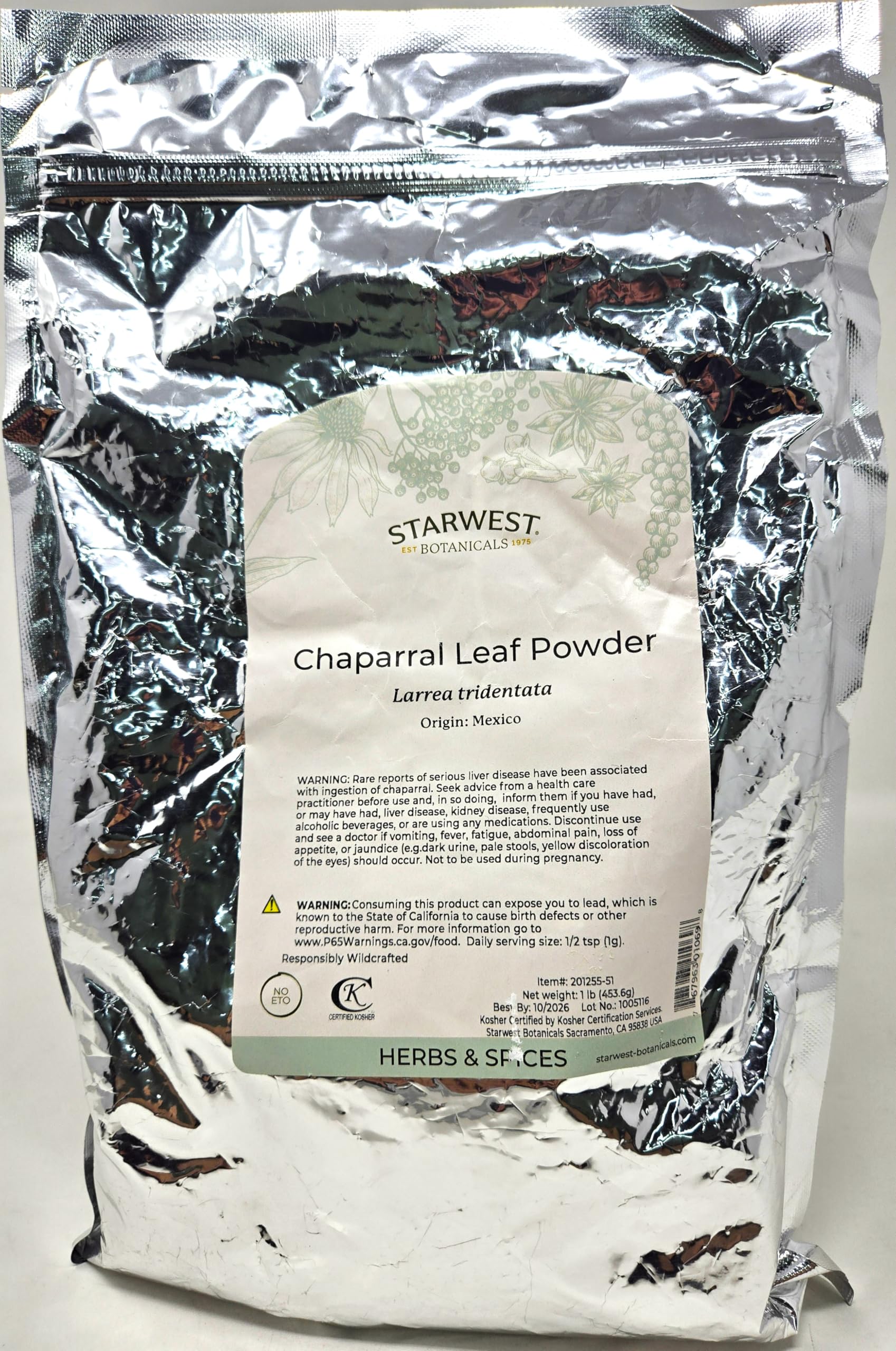 Chaparral Leaf Powder Wildcrafted, 1lb