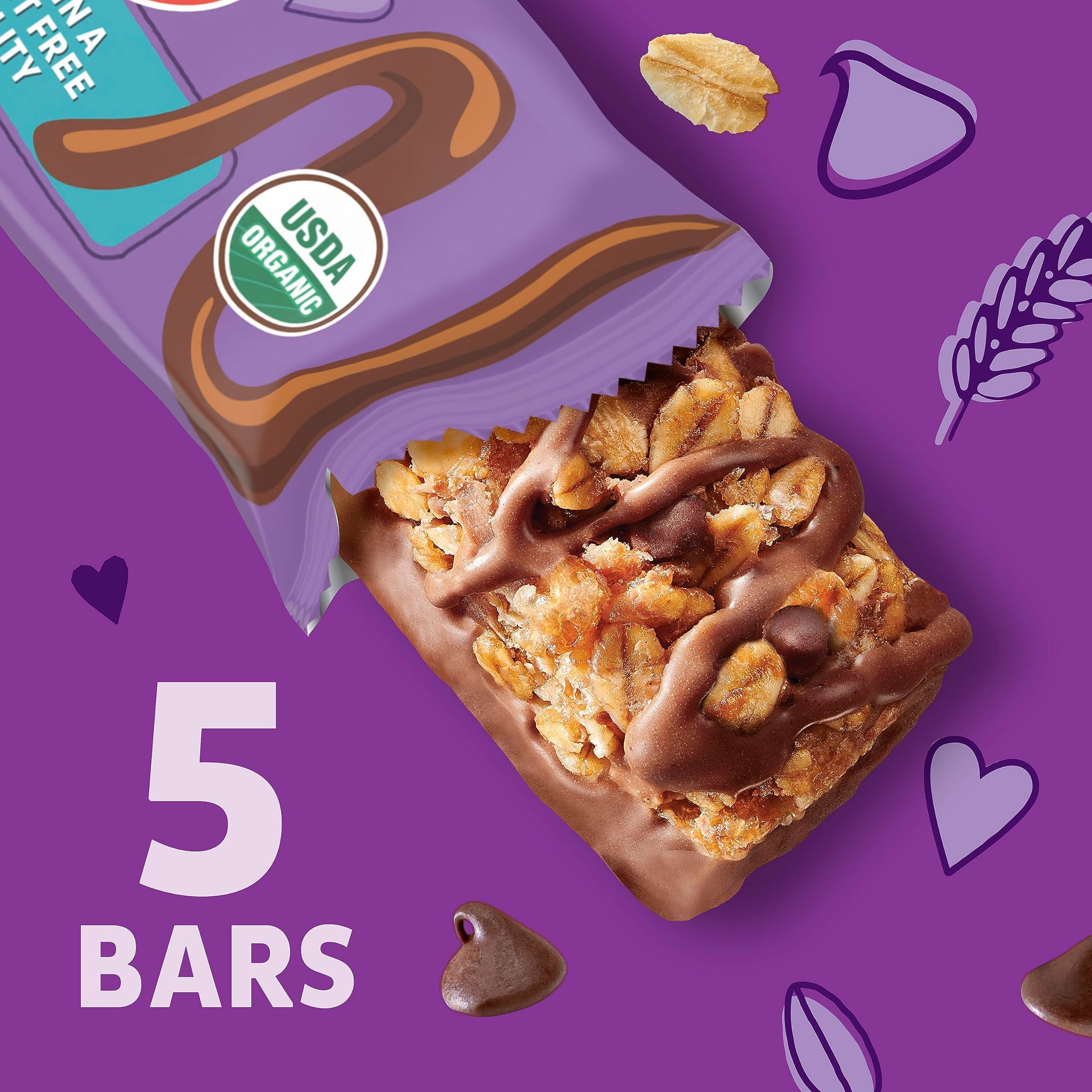 Annie's Organic Drizzle Granola Bars, Chocolate Chip, 5 Bars, 4.6 oz