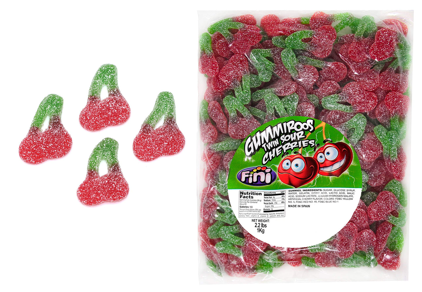 Sour Twin Cherries Gummy Candy 2.2 Pound
