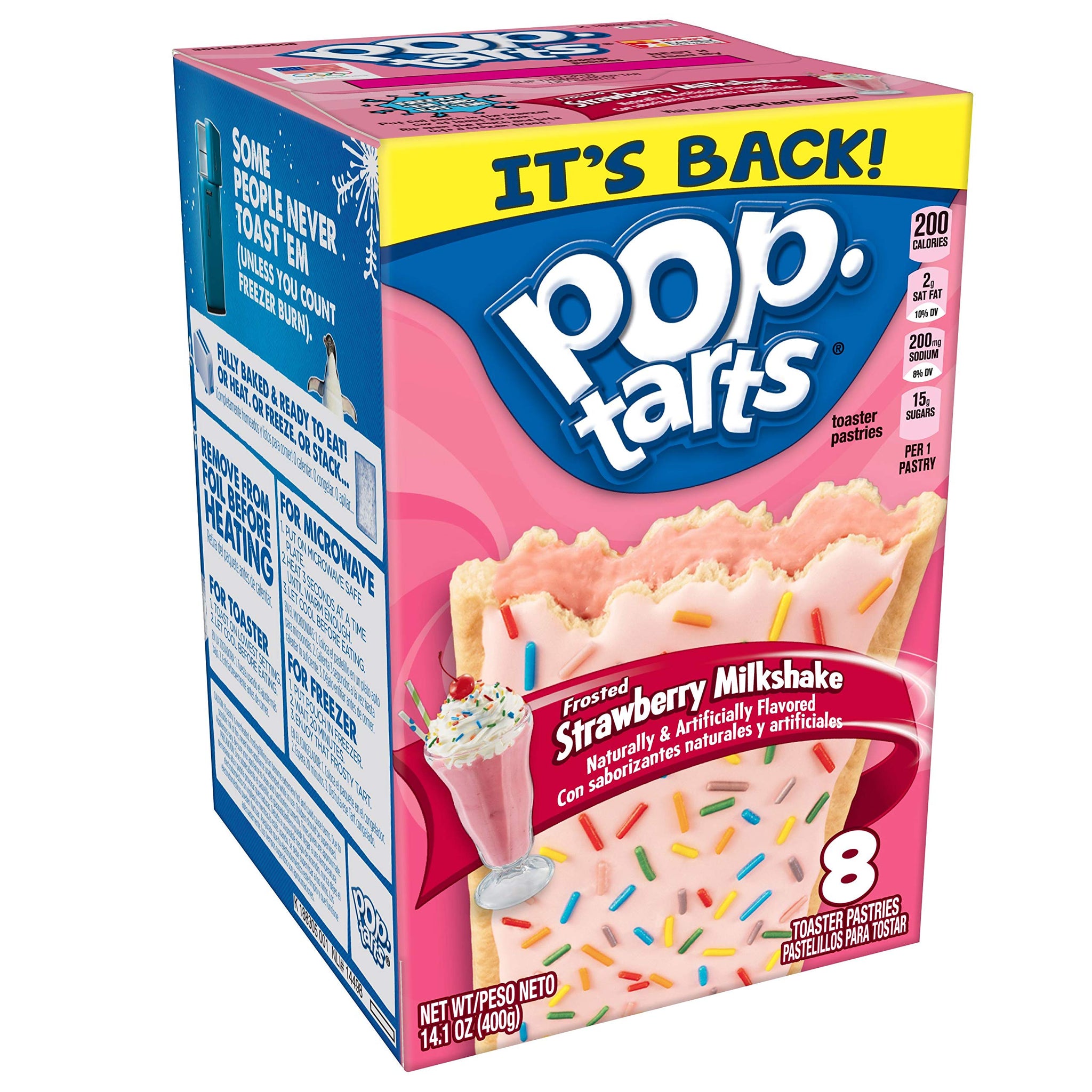 Pop-Tarts Breakfast Toaster Pastries, Frosted Strawberry Milkshake, 14.1 oz (8 Count)